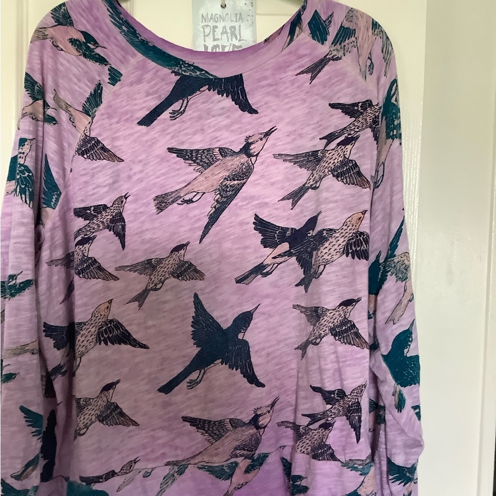 Magnolia Pearl Purple Bird Print Top